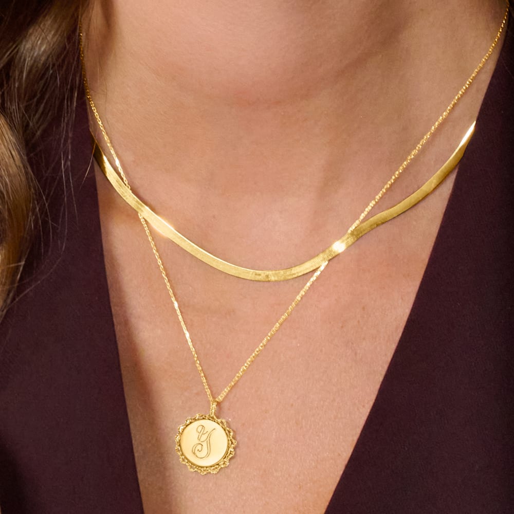 Italian 14kt Yellow Gold Personalized Circle Necklace