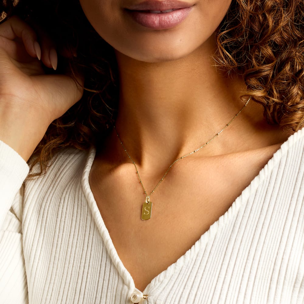 Italian 14kt Yellow Gold Personalized Tag Pendant Necklace