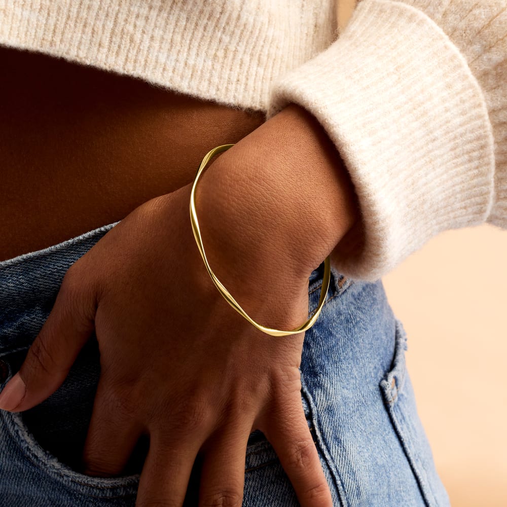 Italian 14kt Yellow Gold Twisted Bangle Bracelet