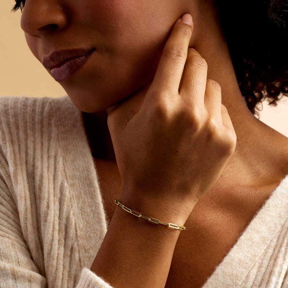 Italian 14kt Yellow Gold Paper Clip Link Bracelet