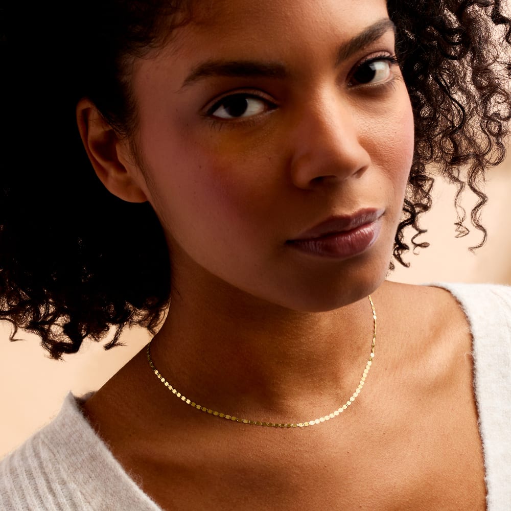 2.3mm 14kt Yellow Gold Mirror-Link Necklace