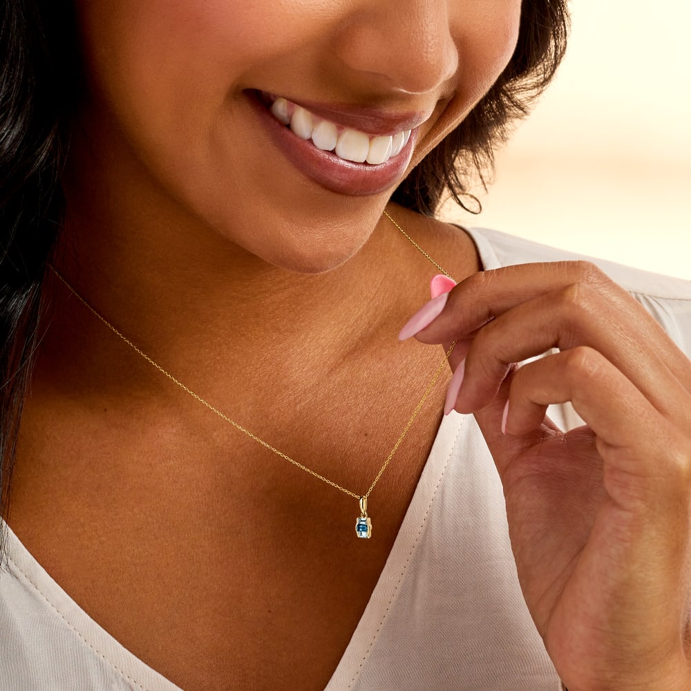 .20 ct. t.w. London and Sky Blue Topaz Pendant Necklace in 14kt Yellow Gold