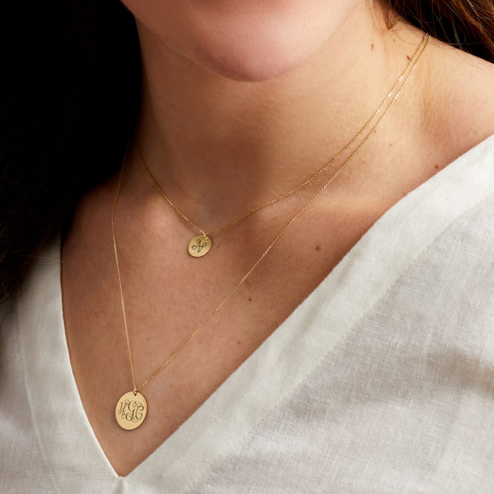14kt Yellow Gold Personalized Two-Strand Disc Necklace