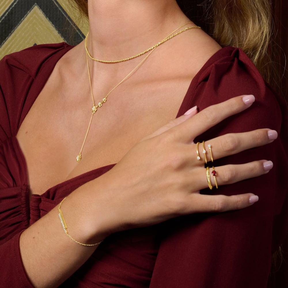 .15 ct. t.w. Diamond Flower Drop Y-Necklace in 14kt Yellow Gold