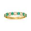 .20 ct. t.w. Emerald and .10 ct. t.w. Diamond Ring in 14kt Yellow Gold