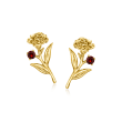 .10 ct. t.w. Garnet Carnation Flower Earrings in 14kt Yellow Gold