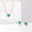 .10 Carat Emerald Necklace with Diamond Accents in 14kt Yellow Gold