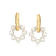 3-3.5mm Cultured Pearl Removable Hoop Drop Earrings in 14kt Yellow Gold