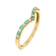 .10 ct. t.w. Emerald and .10 ct. t.w. Diamond Chevron Ring in 14kt Yellow Gold