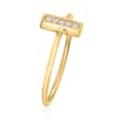 Diamond-Accented Bar Ring in 14kt Yellow Gold