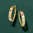 .32 ct. t.w. Multi-Gemstone Huggie Hoop Earrings in 14kt Yellow Gold