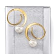 5.5-6mm Cultured Pearl Spiral Hoop Earrings in 14kt Yellow Gold