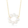 3-3.5mm Cultured Pearl Circle Necklace in 14kt Yellow Gold
