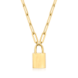 14kt Yellow Gold Paper Clip Link Padlock Necklace