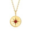 Birthstone Star Disc Pendant Necklace in 14kt Yellow Gold 01-January 16-inch