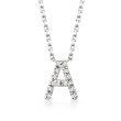 Diamond-Accented Initial Necklace in Sterling Silver 16-inch  (A)