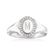 .10 ct. t.w. Diamond Personalized Oval Signet Ring in Sterling Silver