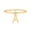 14kt Yellow Gold &quot;A&quot; Initial Charm Ring