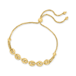 14kt Yellow Gold Puffed Mariner-Link Bolo Bracelet