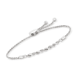Sterling Silver Twisted Bolo Bracelet with Diamond Accents