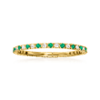 .15 ct. t.w. Emerald and .13 ct. t.w. Diamond Eternity Band in 14kt Yellow Gold