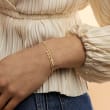 3-3.5mm Cultured Pearl Beaded Bypass Cuff Bracelet in 14kt Yellow Gold