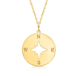 Italian 14kt Yellow Gold Compass Pendant Necklace