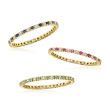 .42 ct. t.w. Diamond and .30 ct. t.w. Multi-Gemstone Jewelry Set: Three Eternity Bands in 14kt Yellow Gold
