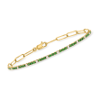 .70 ct. t.w. Emerald and .30 ct. t.w. Diamond Paper Clip Link Bracelet in 14kt Yellow Gold