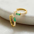 .20 ct. t.w. Emerald and .11 ct. t.w. Diamond Huggie Hoop Earrings in 14kt Yellow Gold