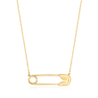 Italian 14kt Yellow Gold Safety Pin Necklace