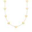 Italian 14kt Yellow Gold Butterfly Station Necklace
