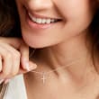 Diamond-Accented Cross Pendant Necklace in Sterling Silver