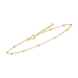 2mm 14kt Yellow Gold Diamond-Cut Bead Station Anklet
