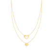 Italian 14kt Yellow Gold Double-Heart Layered Necklace