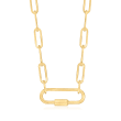 14kt Yellow Gold Carabiner Paper Clip Link Necklace