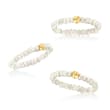 3-4mm Cultured Pearl Jewelry Set: Three Rings with 14kt Yellow Gold