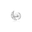 Diamond-Accented Single Moon Flat-Back Stud Earring in Sterling Silver