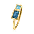 .90 ct. t.w. London and Swiss Blue Topaz Toi et Moi Ring in 14kt Yellow Gold