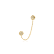 14kt Yellow Gold Double-Piercing Chain Single Earring with Diamond Accents