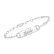 Diamond-Accented Personalized Paper Clip Link Bar Bracelet in Sterling Silver
