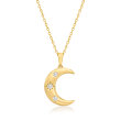.10 ct. t.w. Diamond Moon Pendant Necklace in 14kt Yellow Gold