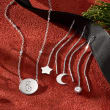 Sterling Silver Personalized Disc and .10 ct. t.w. Diamond Station Necklace