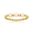 3-4mm Cultured Pearl Bead Ring in 14kt Yellow Gold