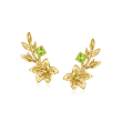 .20 ct. t.w. Peridot Gladiolus Flower Earrings in 14kt Yellow Gold