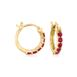 .40 ct. t.w. Ruby Huggie Hoop Earrings in 14kt Yellow Gold