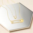 Italian 14kt Yellow Gold Safety Pin Necklace
