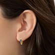 .30 ct. t.w. London Blue Topaz and .10 ct. t.w. Diamond Huggie Hoop Earrings in 14kt Yellow Gold