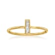 Baguette Diamond-Accented Bar Ring in 14kt Yellow Gold
