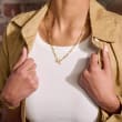Italian 14kt Yellow Gold Paper Clip Link Toggle Bracelet